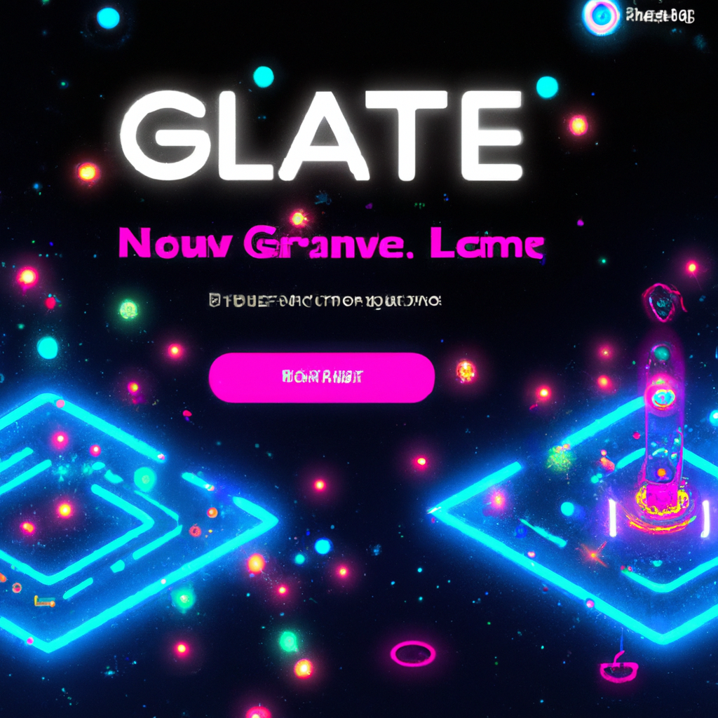 Screenshot: neon top-down maze with glowing waypoints